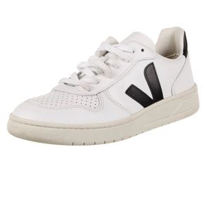 Veja V-10 White Black Leather Lace Up Low Top Casual Sneakers Size 11